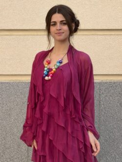 Chaqueta Ligera de Seda Frambuesa