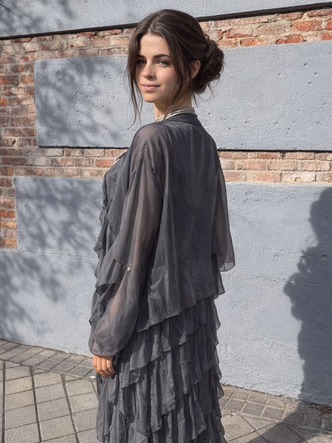 Chaqueta Ligera de Seda Gris Perla