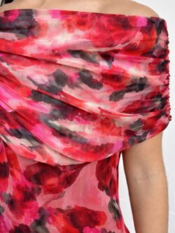 Vestido Largo Carmesí Escote Bardot - Imagen 5