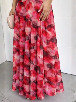 Vestido Largo Carmesí Escote Bardot - Imagen 8