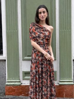 Vestido Largo Canela Escote Bardot