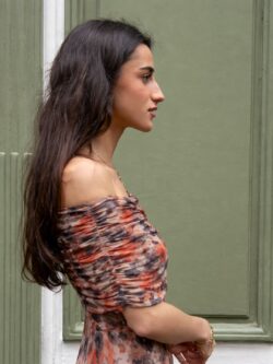 Vestido Largo Canela Escote Bardot - Imagen 3