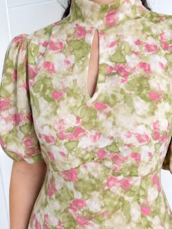 Vestido Midi Escote Gota Estampado Lima - Imagen 3