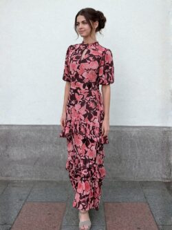 Vestido Largo Goccia Rosa Empolvado