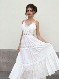 Vestido Midi Encaje Marfil - Imagen 2