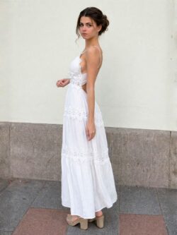 Vestido Midi Encaje Marfil