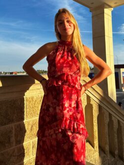 Vestido Midi Halter Clavel Rojo - Imagen 5