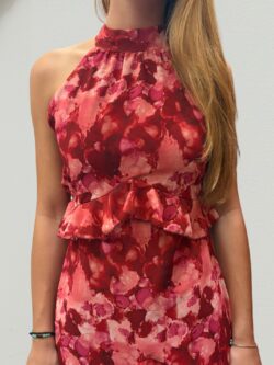 Vestido Midi Halter Clavel Rojo - Imagen 2