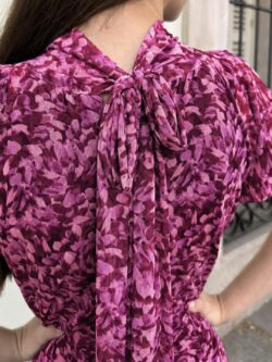 Vestido Xiu Largo Frambuesa Floral de Tul - Imagen 3