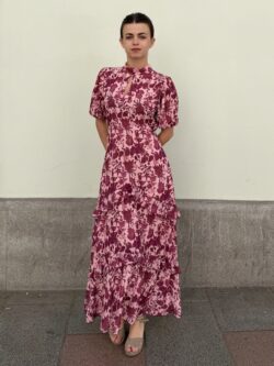 Vestido Midi Escote Gota Estampado Buganvilla - Imagen 4