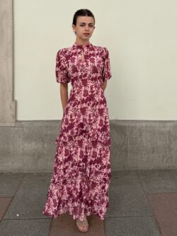 Vestido Midi Escote Gota Estampado Buganvilla - Imagen 2