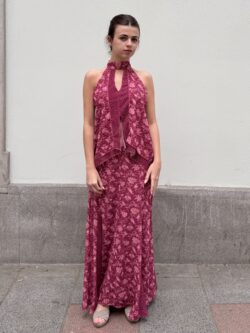 Falda Larga Grosella Roja