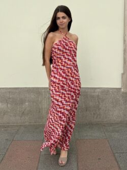 Vestido Largo Zigzag Coral