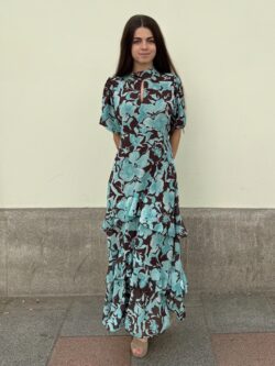 Vestido Largo Goccia Turquesa Empolvado - Imagen 7