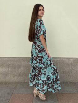 Vestido Largo Goccia Turquesa Empolvado - Imagen 5