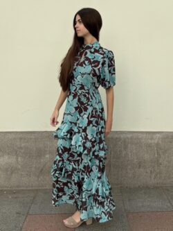 Vestido Largo Goccia Turquesa Empolvado - Imagen 8