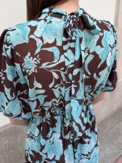 Vestido Largo Goccia Turquesa Empolvado - Imagen 3