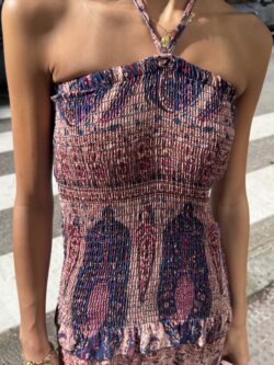 Vestido Largo Bandeau Paisley Vino - Imagen 2