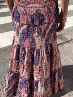 Vestido Largo Bandeau Paisley Vino - Imagen 5