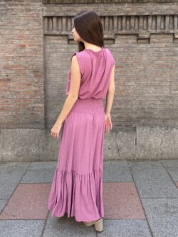 Falda de Lino Essenza Rosa Empolvado - Imagen 5