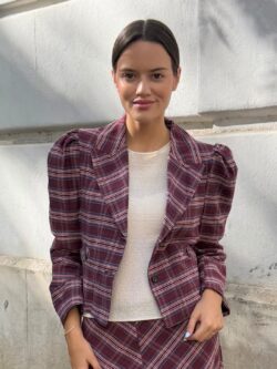 Blazer Oxford Rayas Burdeos