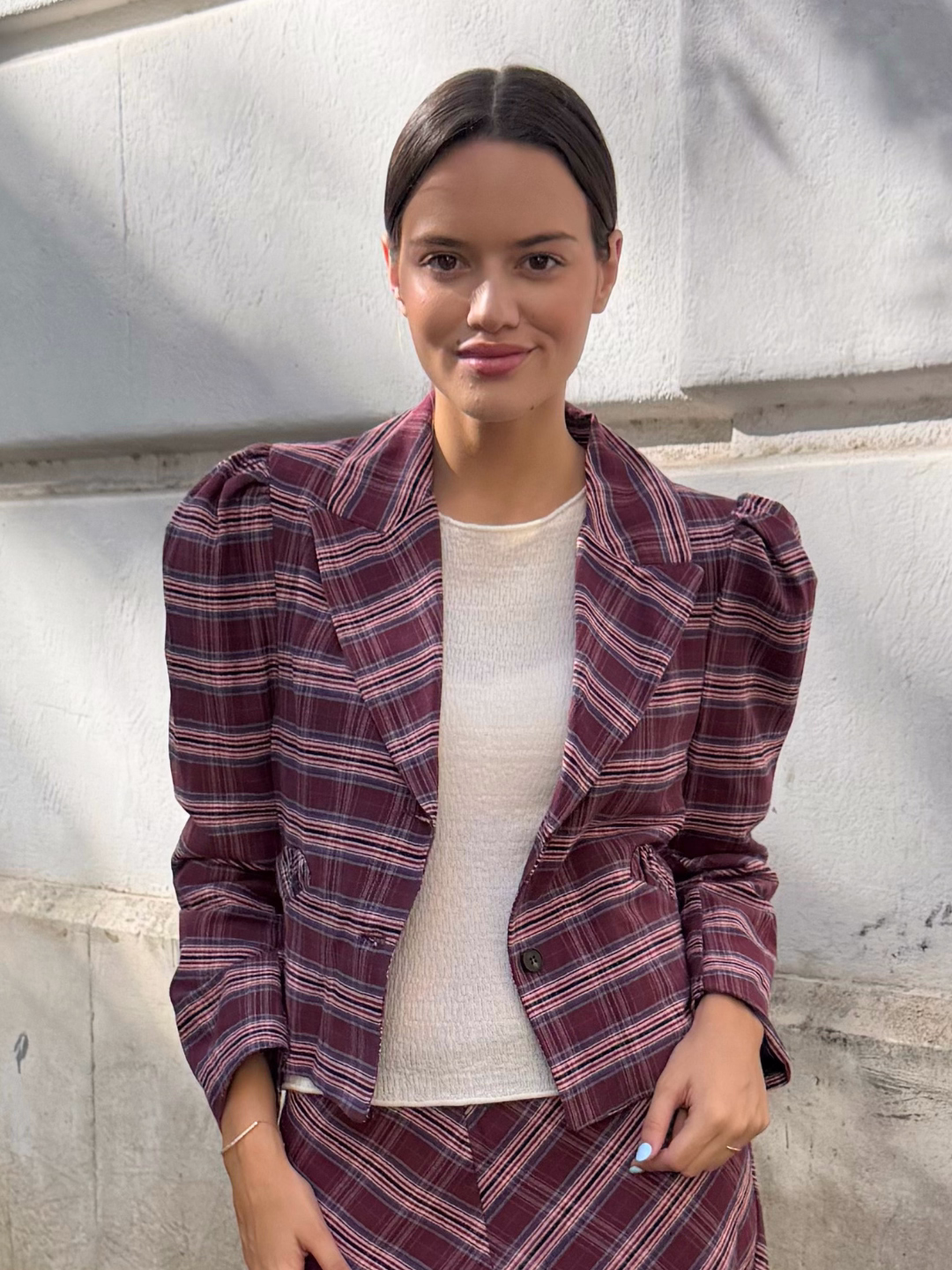 Blazer Oxford Rayas Burdeos