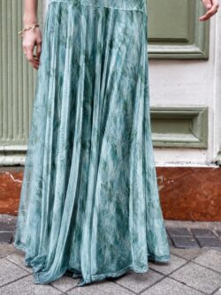 Vestido Verde Acqua Escote Bardot - Imagen 4