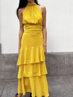 Vestido Aura Halter Amarillo Azafrán - Imagen 3