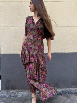 Vestido Firenze Oliva Fiorita