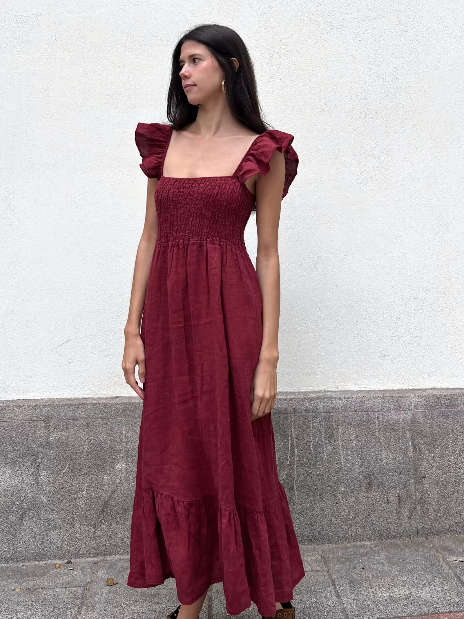 Vestido Midi Tirantes Granate