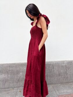 Vestido Midi Tirantes Granate - Imagen 6