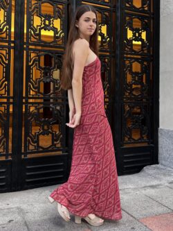 Vestido Halter Asimétrico Granate Papiro - Imagen 2
