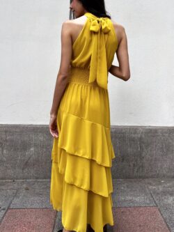 Vestido Aura Halter Amarillo Azafrán - Imagen 7