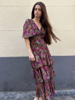 Vestido Firenze Oliva Fiorita - Imagen 8