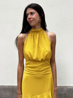 Vestido Aura Halter Amarillo Azafrán
