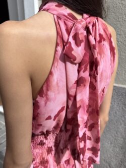 Vestido Halter Volantes Arilo Grosella - Imagen 4