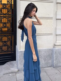 Vestido Aura Halter Azul Petróleo - Imagen 3