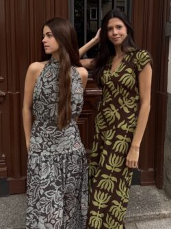 Vestido Halter Gris Azulado Floral - Imagen 6