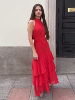 Vestido Aura Halter Rojo Carmesí - Imagen 5