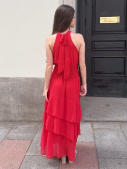 Vestido Aura Halter Rojo Carmesí - Imagen 4