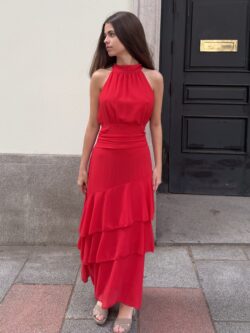Vestido Aura Halter Rojo Carmesí