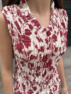 Vestido Midi Floral Rojo Crudo - Imagen 2