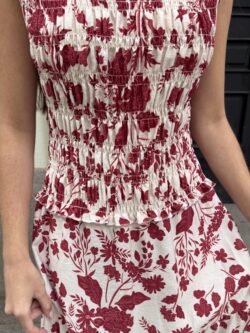 Vestido Midi Floral Rojo Crudo - Imagen 5
