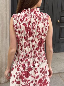 Vestido Midi Floral Rojo Crudo - Imagen 6