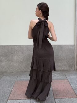 Vestido Halter Marrón Cioccolato - Imagen 5