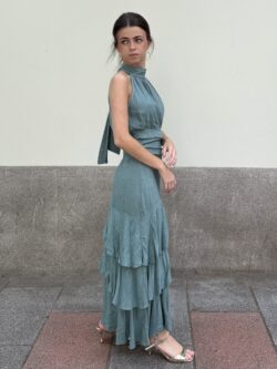 Vestido Halter Azul Petroleo