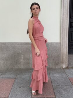 Vestido Halter Coral Empolvado