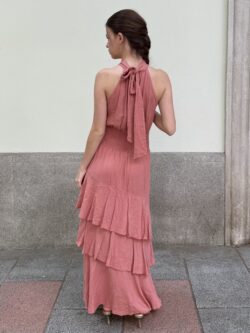 Vestido Halter Coral Empolvado - Imagen 3