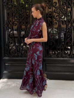 Vestido Venezia Borgoña Floral - Imagen 3