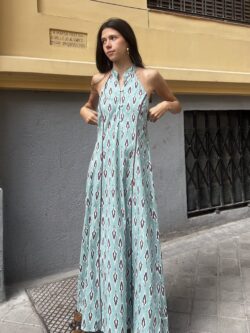 Vestido Halter Ikat Aguamarina